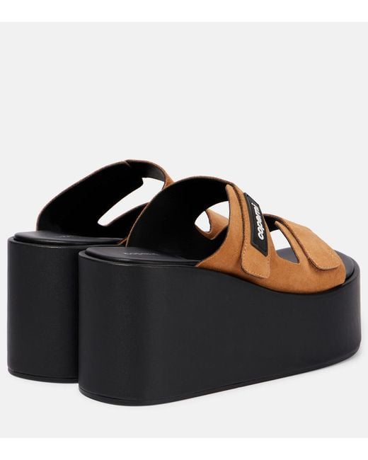 Coperni Black Logo Suede Wedge Mules