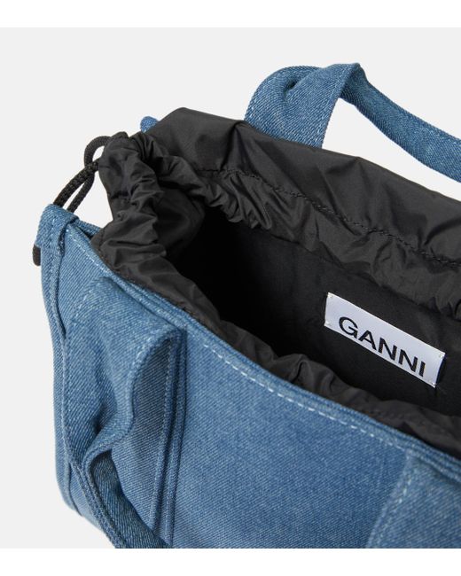 Cabas Small en jean Ganni en coloris Blue