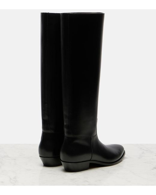 The Row Black Western Leather Knee-High Boots