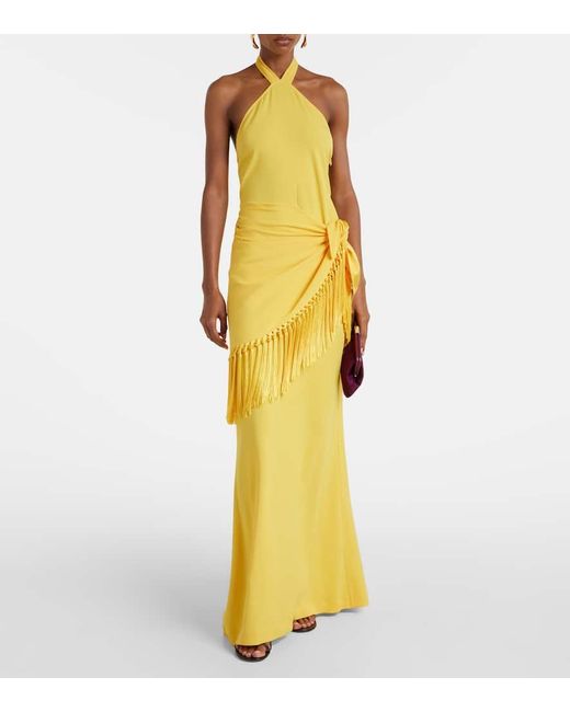 ‎Taller Marmo Metallic Meteora Open-Back Crepe Cady Gown