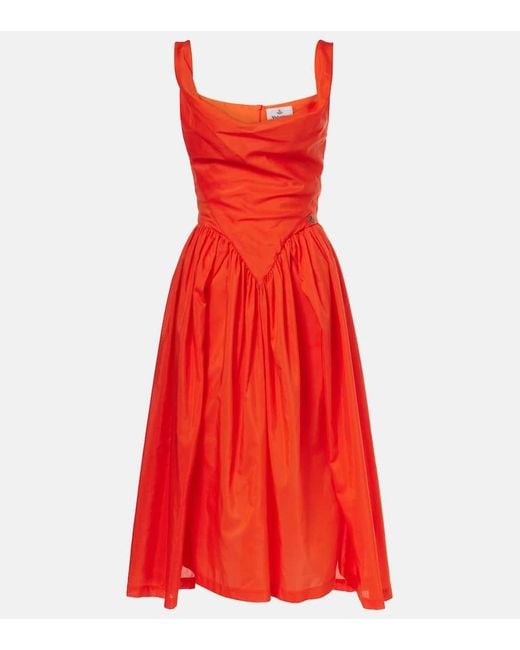 Vestido Midi Sunday De Algodon Y Seda Vivienne Westwood de color Red