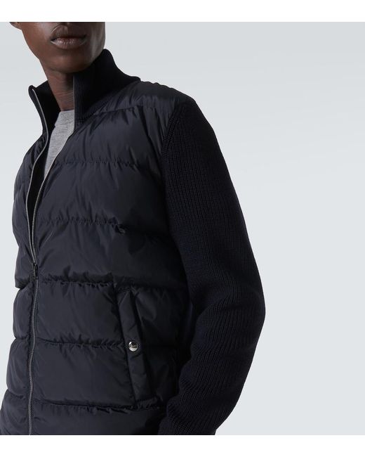 Herno Black Wool-Trimmed Down Jacket for men