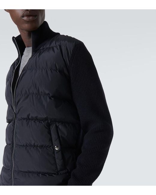 Herno Black Wool-Trimmed Down Jacket for men