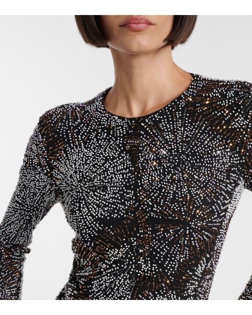 Rabanne Gray Embellished Caped Gown