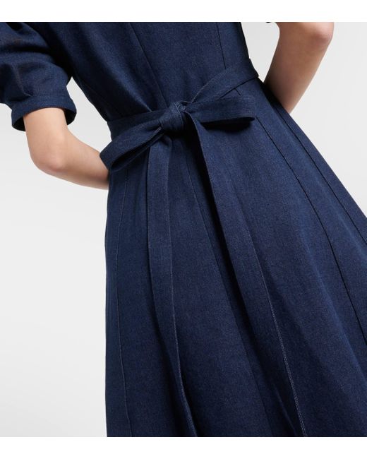 Gabriela Hearst Blue Luz Puff-sleeve Denim Midi Dress