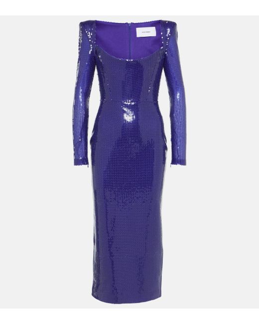 Alex Perry Purple Sequined Midi Dress