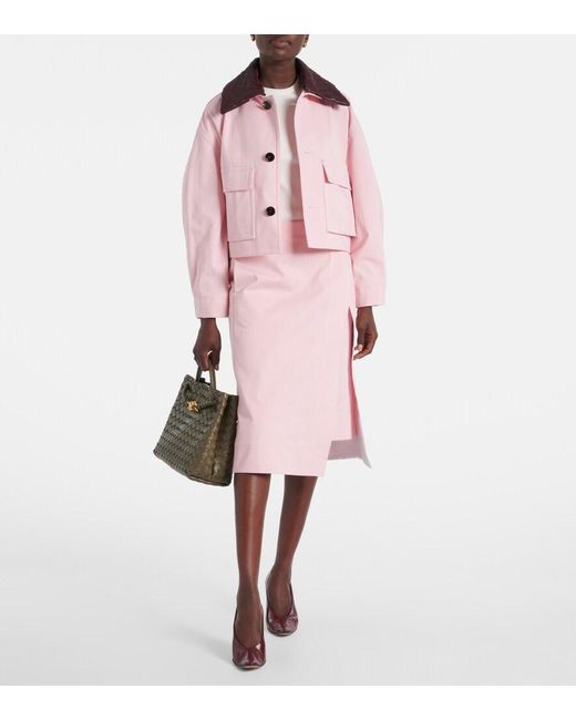 Bottega Veneta Pink Cotton Twill Midi Skirt