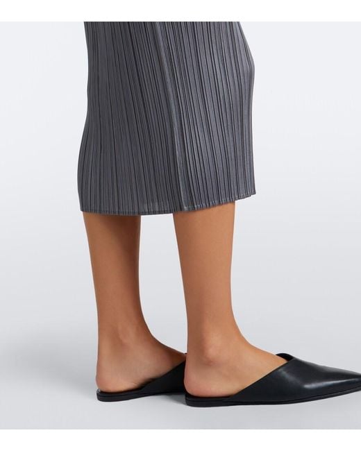 Pleats Please Issey Miyake Gray Basics Pleated Midi Dress