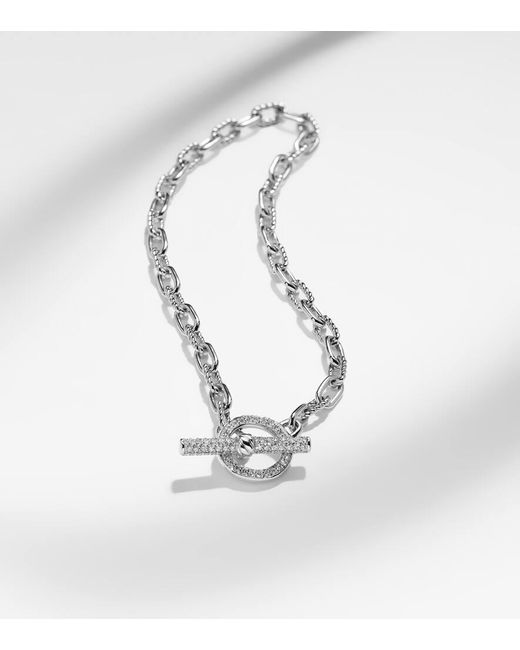 Pulsera Dy Madison De Plata De Ley Con Diamantes David Yurman de color Metallic