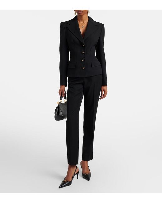 Dolce & Gabbana Black Virgin Wool Tapered Pants