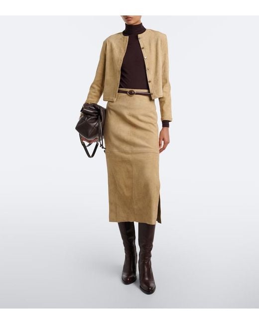 Stouls Natural Winona Suede Midi Skirt