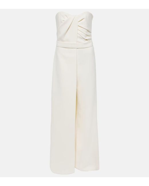 Safiyaa White Bridal Remi Draped Jumpsuit