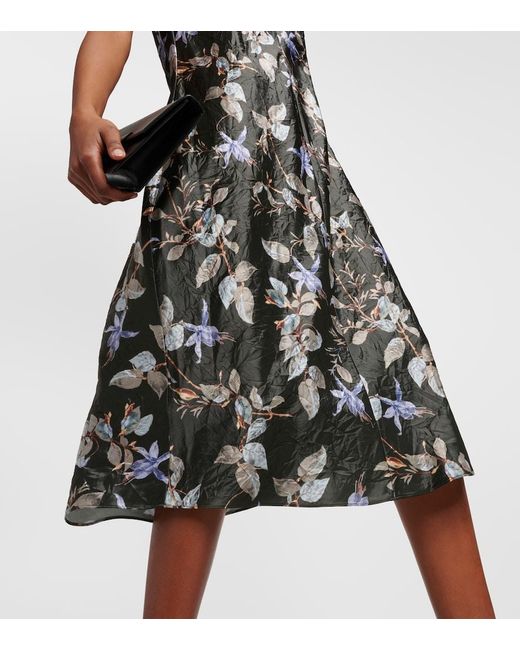 Vince Green Floral Satin Midi Dress