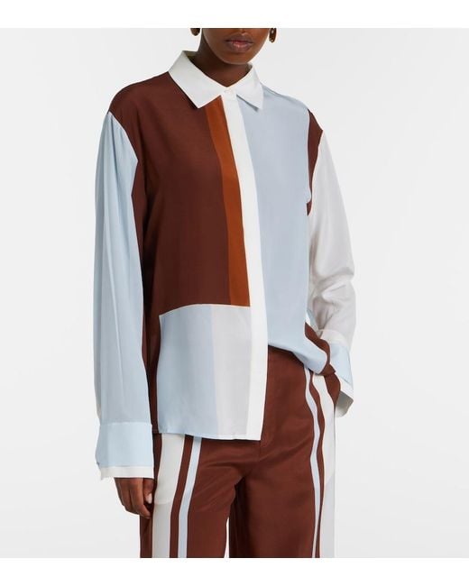 Sir Brown Marais Colorblocked Silk Shirt