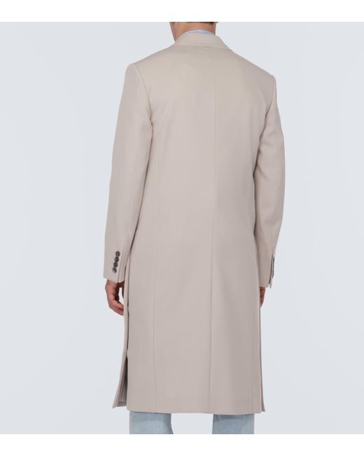 AMI Natural Virgin Wool Gabardine Coat for men