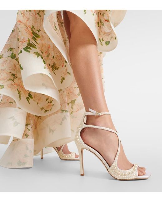 Jimmy Choo Metallic Bridal Verzierte Sandalen Azia Aus Leder