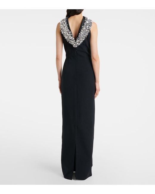 Safiyaa Black Holli Embellished Crepe And Satin Gown