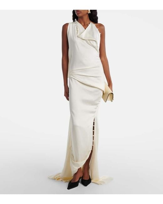 Robe Longue En Crepe De Satin Victoria Beckham en coloris White