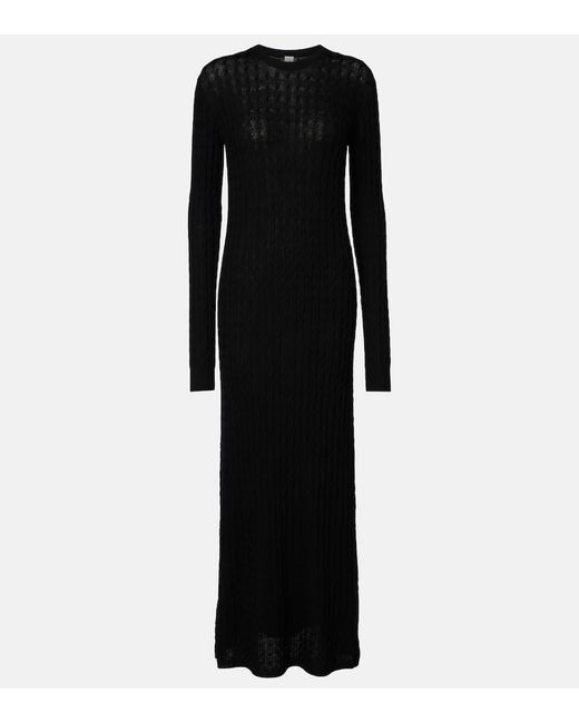 Totême  Black Cable-Knit Wool Maxi Dress