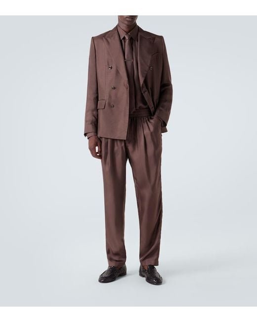 Dolce & Gabbana Brown Silk Twill Dress Shirt for men