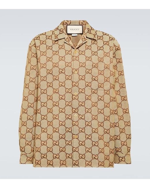Camicia Maxi Gg di Gucci in Brown da Uomo