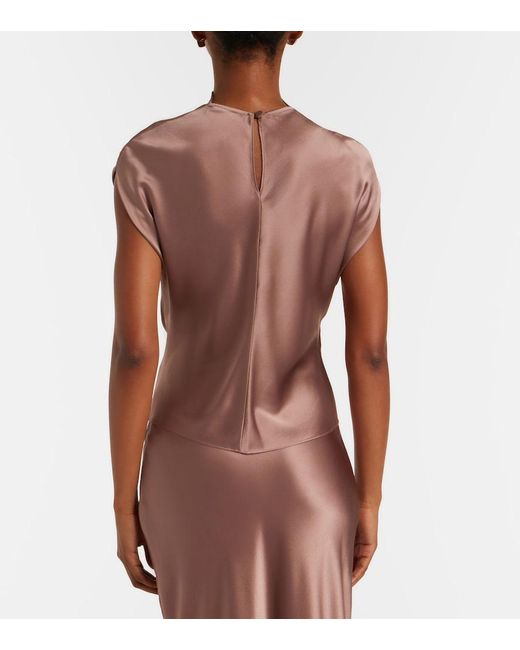 The Sei Pink Draped Silk Satin Top
