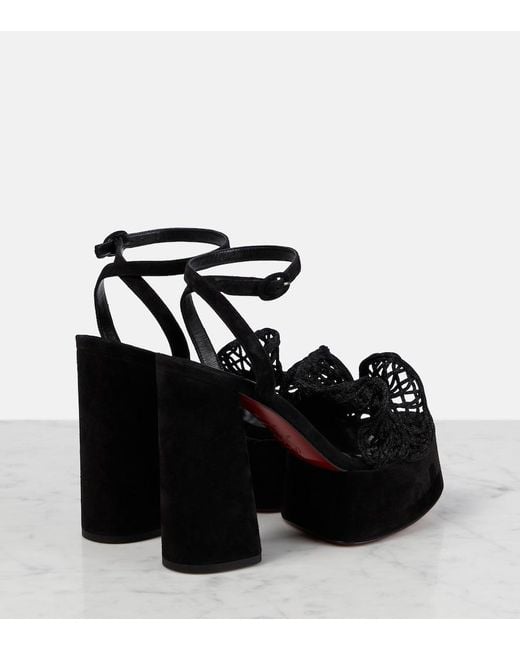 Christian Louboutin Black Deia Frou Alta Macrame Sandals