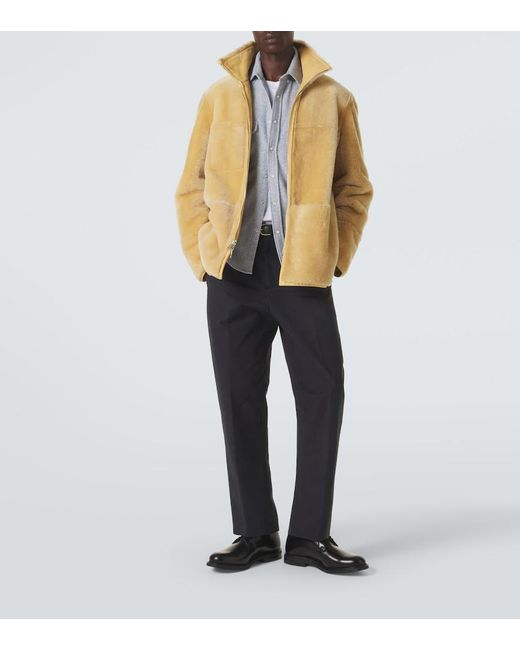 Umit Benan Blue Matt Cotton-Blend Straight Pants for men
