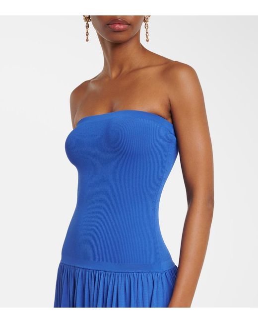 Zimmermann Blue Maxine Drop-Waist Maxi Dress