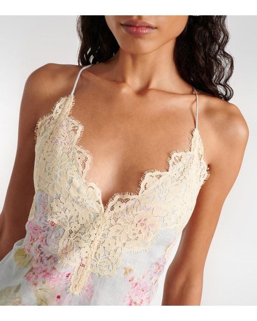 Zimmermann White Halliday Lace-Trimmed Floral Maxi Dress
