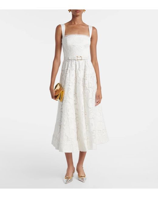 Rebecca Vallance White Midikleid Ginger Aus Spitze