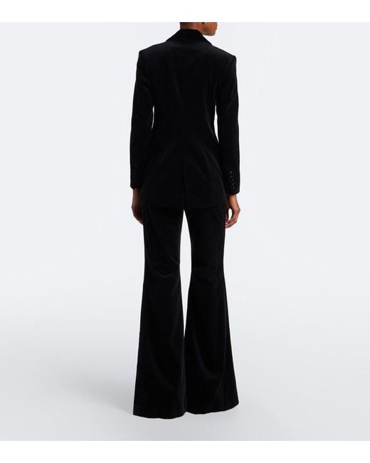 Costarellos Black Avice Cotton Velvet Flared Pants
