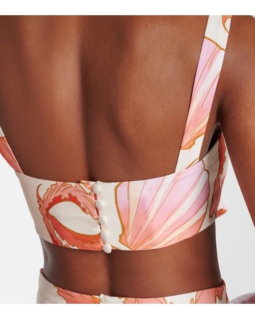 Adriana Degreas Pink Seashell Printed Cotton Bra Top