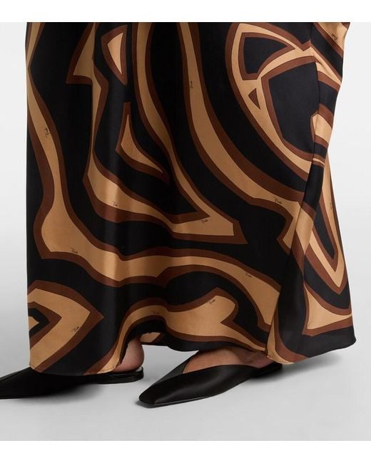 Emilio Pucci Brown Labirinto Silk Satin Kaftan