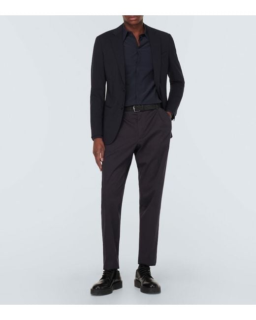 Dolce & Gabbana Blue Silk Crepe De Chine Shirt for men