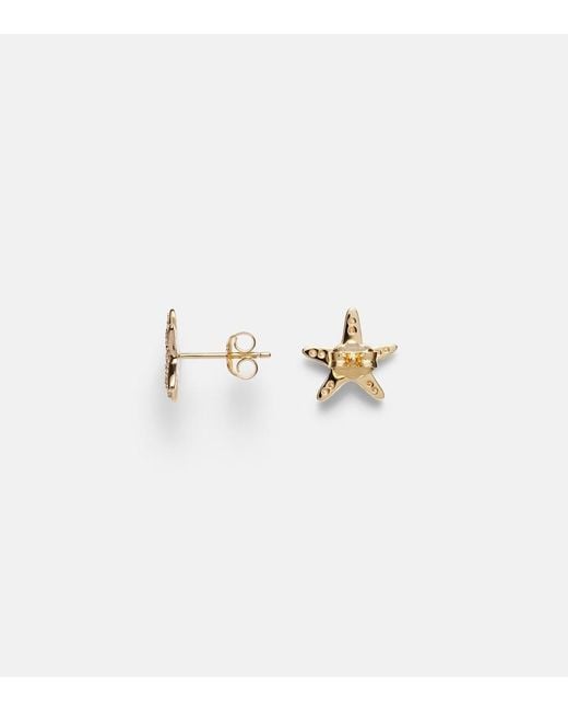 Sydney Evan White Starfish 14Kt Earrings With Diamonds