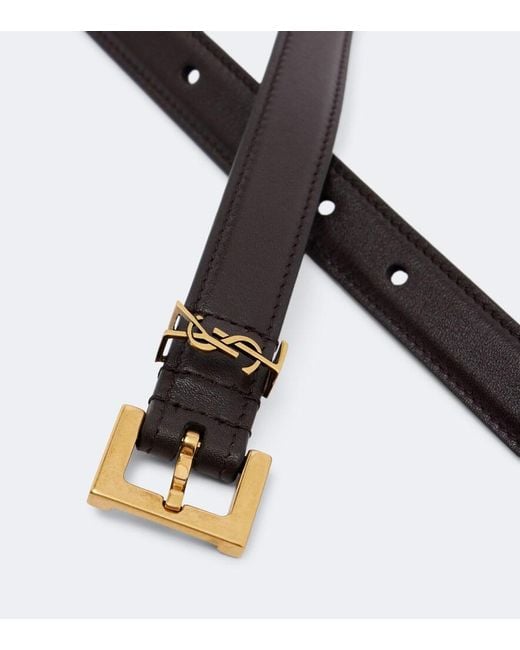 Saint Laurent Black Cassandre Leather Belt