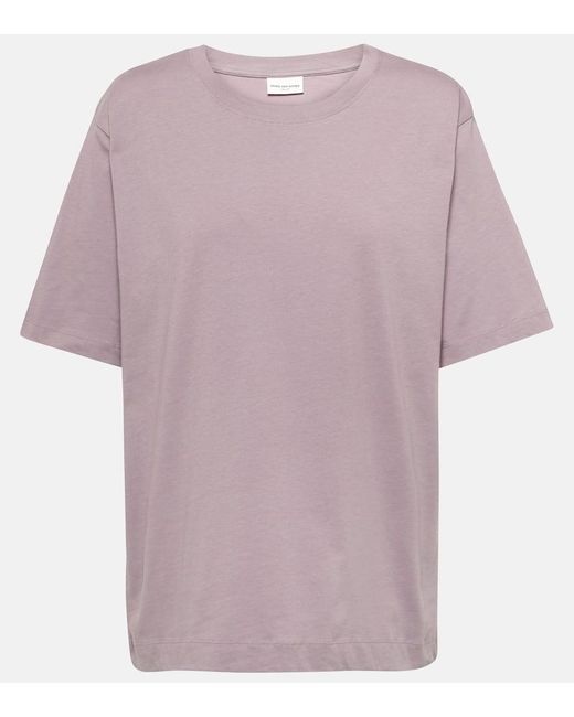 Dries Van Noten Purple T-Shirt aus Baumwoll-Jersey