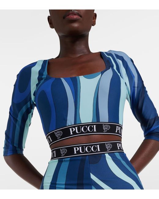 Emilio Pucci Blue Bedrucktes Cropped-Top