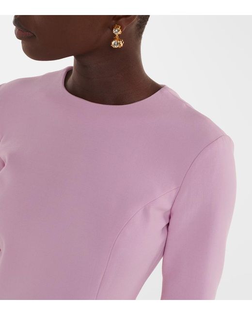 Oscar de la Renta Pink Asymmetric Wool-Blend Cocktail Dress