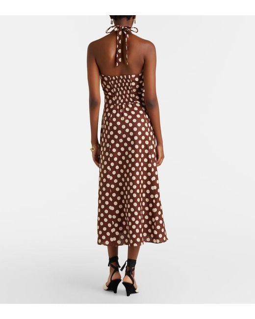 Faithfull The Brand Purple Marais Polka-Dot Linen Midi Dress