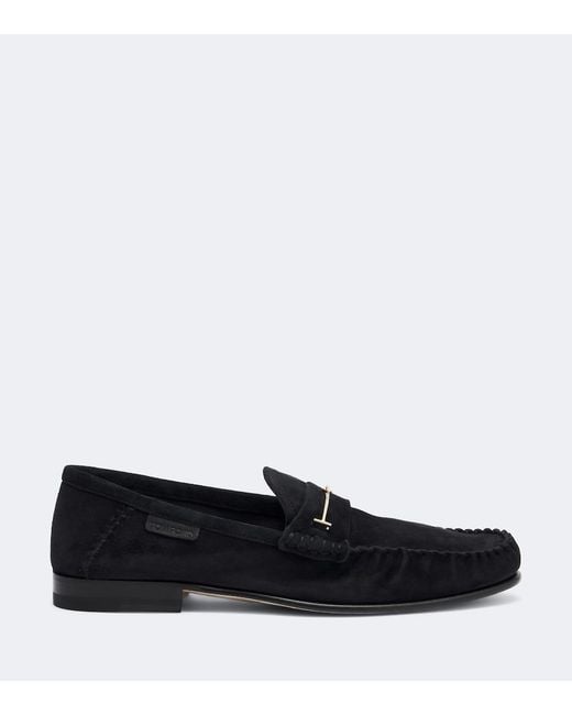 Tom Ford Black Suede Penny Loafers