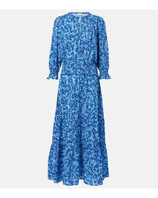 Heidi Klein Blue La Marquet Cotton-Blend Maxi Dress