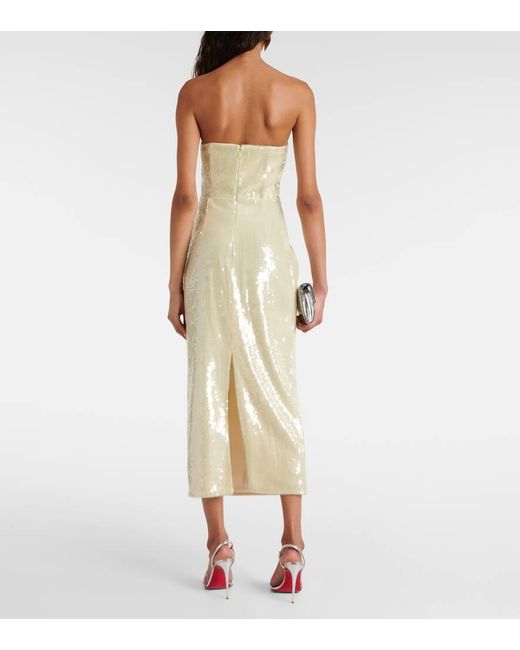 Roland Mouret Yellow Sequined Strapless Corset Dress