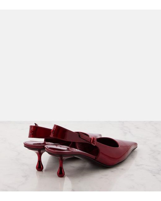Jimmy Choo Red Amel 50 Patent Leather Slingback Pumps