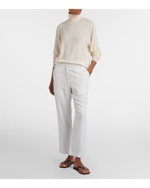 The Row White Igor Cotton Straight Pants