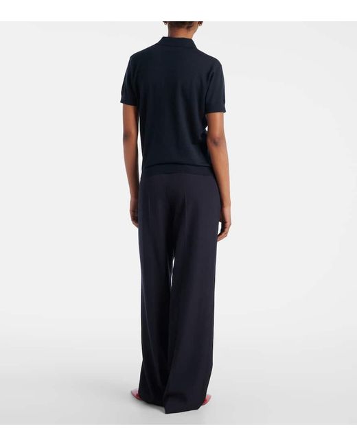 Lisa Yang Blue Nai Knitted Cashmere Polo Shirt