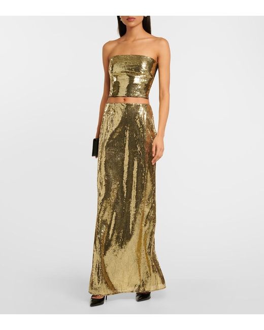 Dolce & Gabbana Green Sequined Maxi Skirt