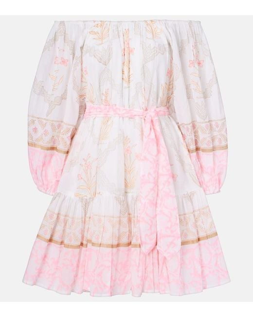 Juliet Dunn Pink Bedrucktes Minikleid Aus Baumwolle