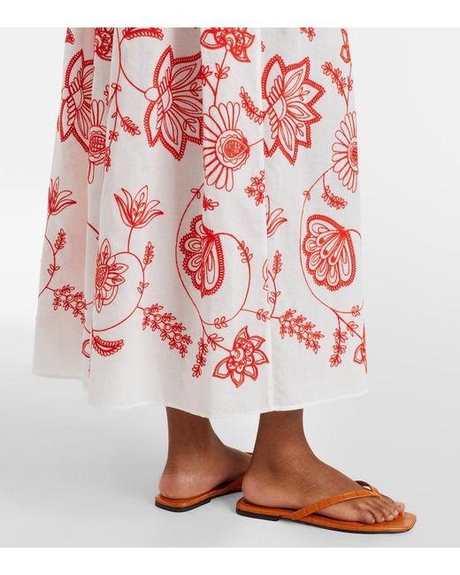 Eres Calie Embroidered Cotton-Blend Midi Skirt